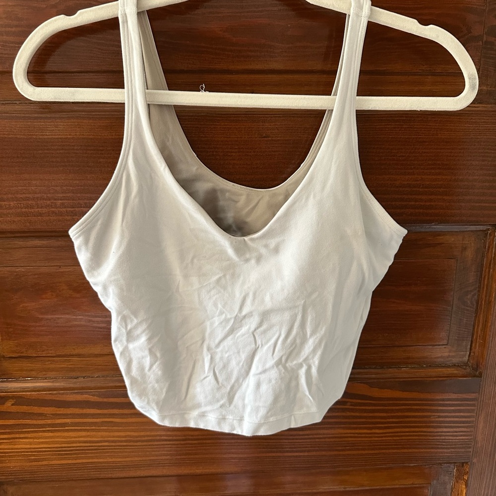 Lululemon Athletica White Fitted Crop Tank Top